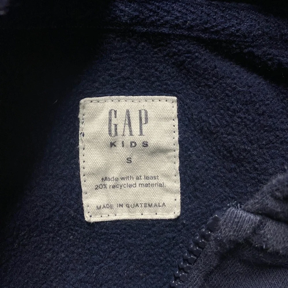 Gap Kids Full Zip Fleece Hoodie Sweatshirt Boys Small Navy Blue Arch Logo